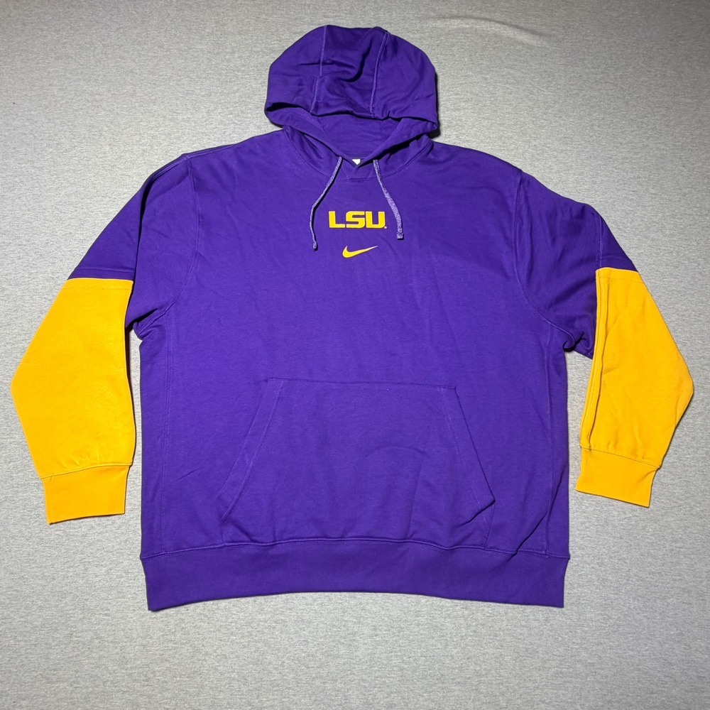 Nike LSU Tigers Hoodie Mens XXL Purple Gold Official On Field Apparel 02F2-08FN